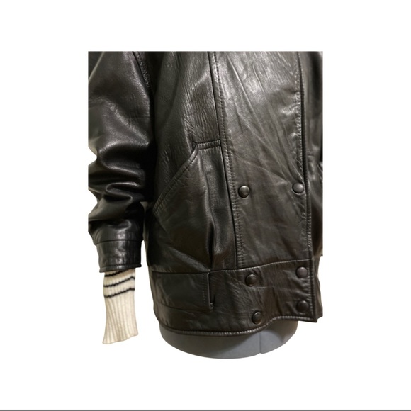 Vintage Slouchy Leather Jacket - Unisex Small Oversized Fit - Picture 7 of 13